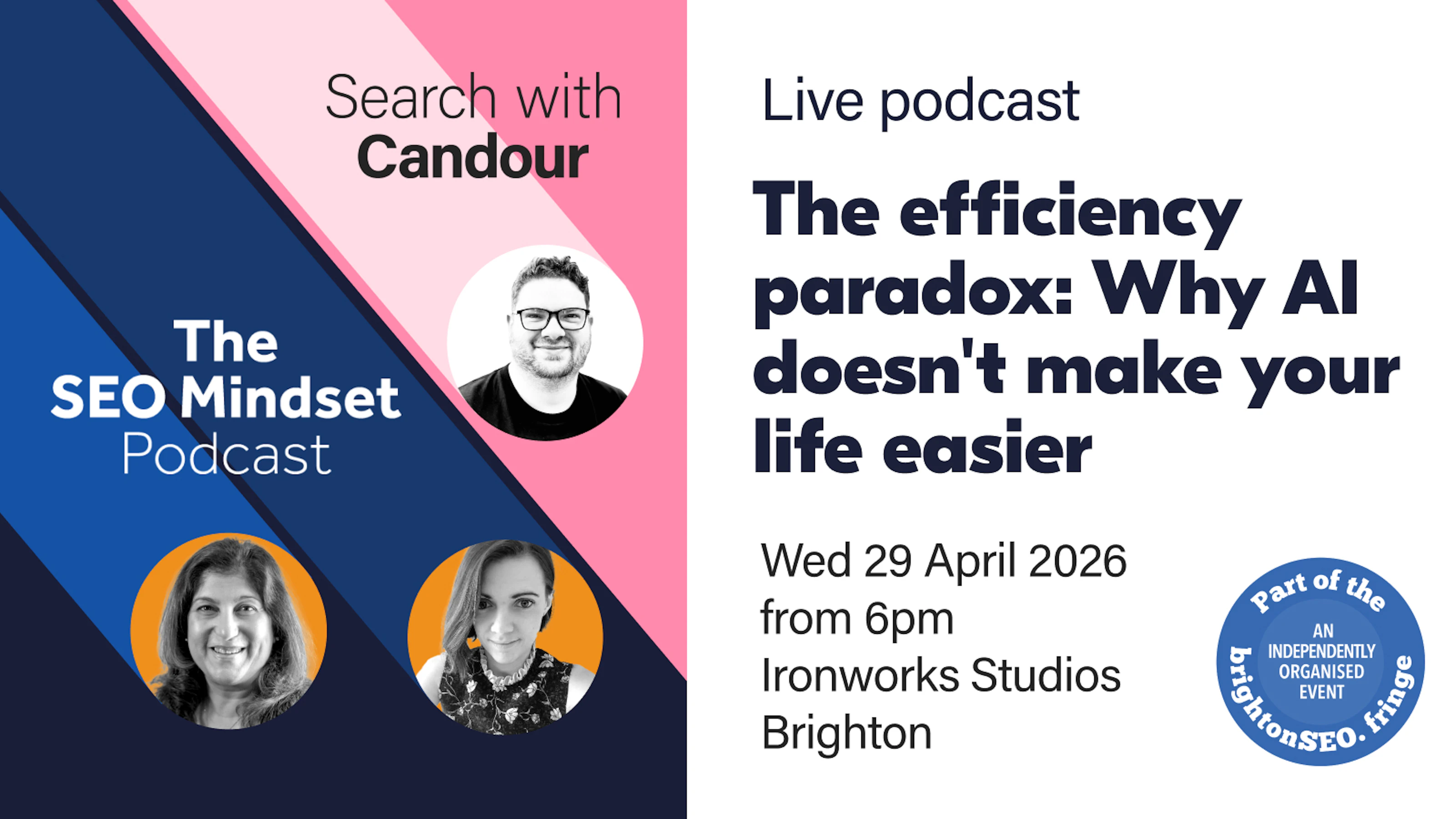 Promotional banner for a live podcast collaboration event titled