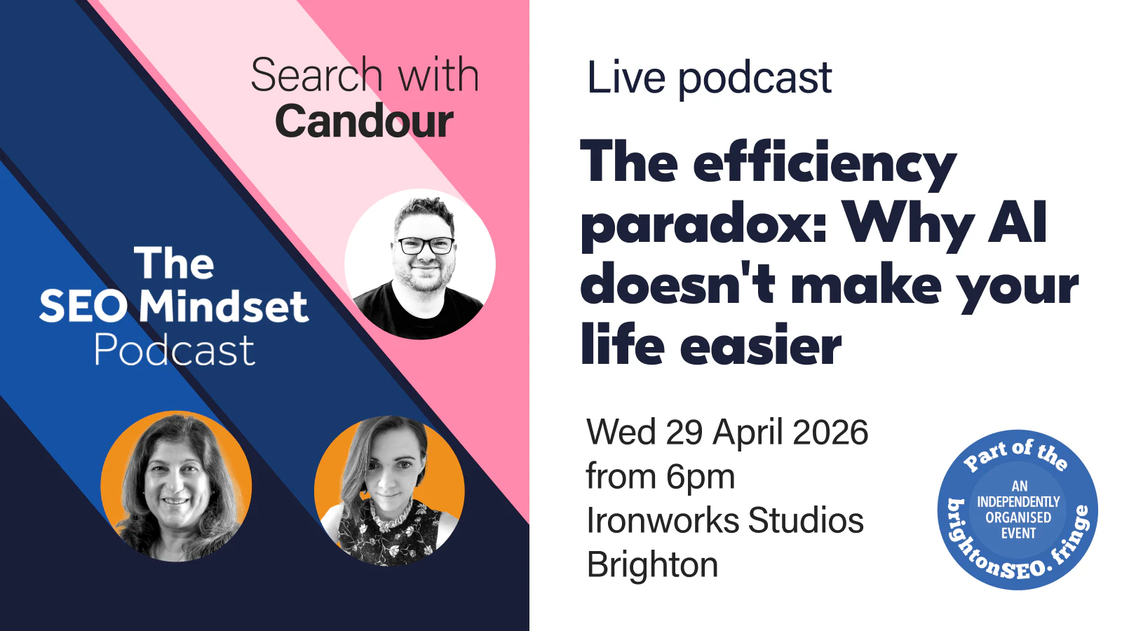 Promotional banner for a live podcast collaboration event titled