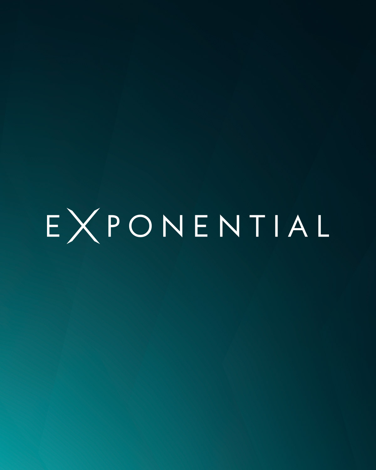 The Exponential logo on a dark blue gradient background