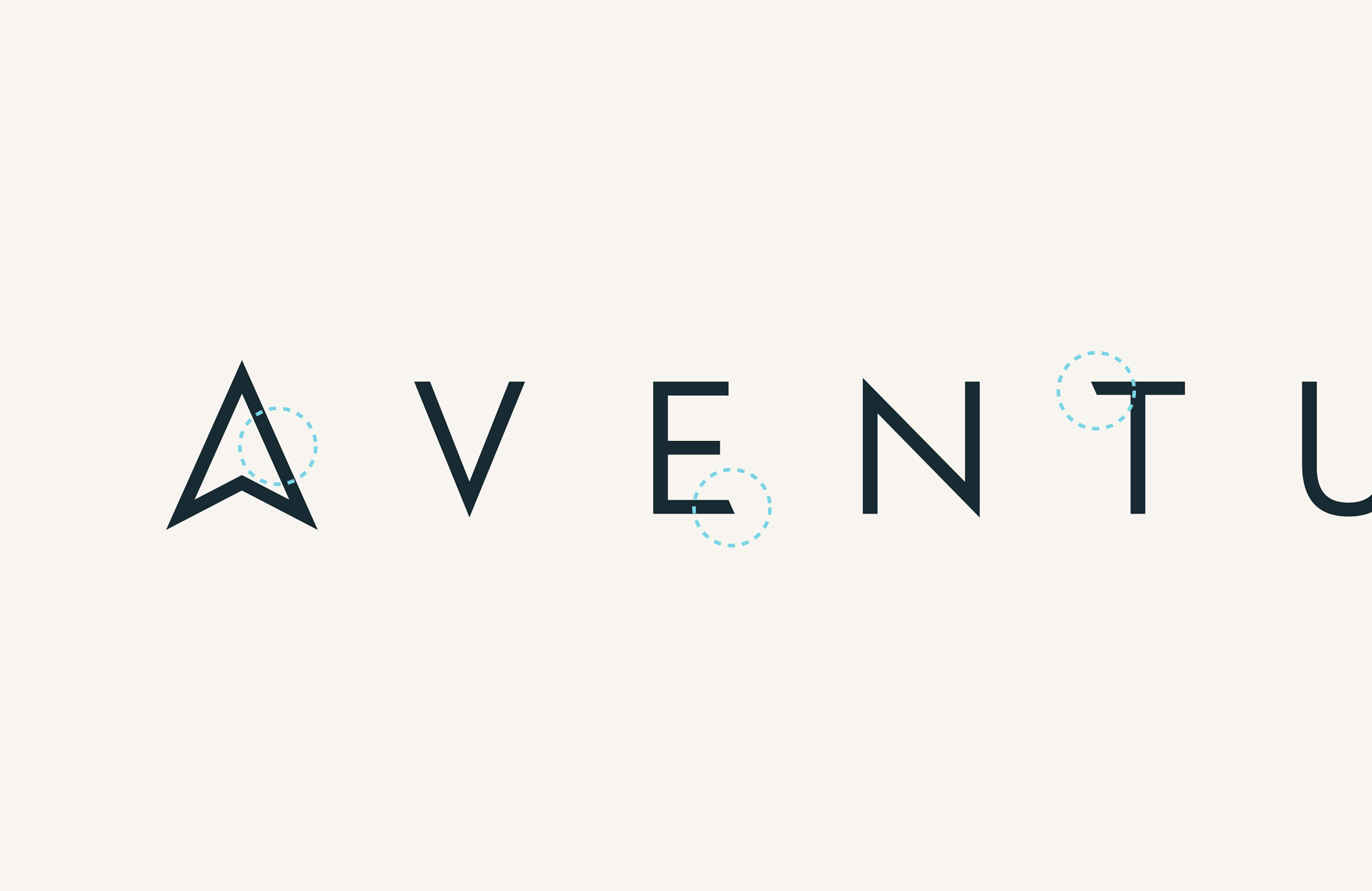 The Aventum group logo with annotations to highlight the type modification that was applied to the wordmark