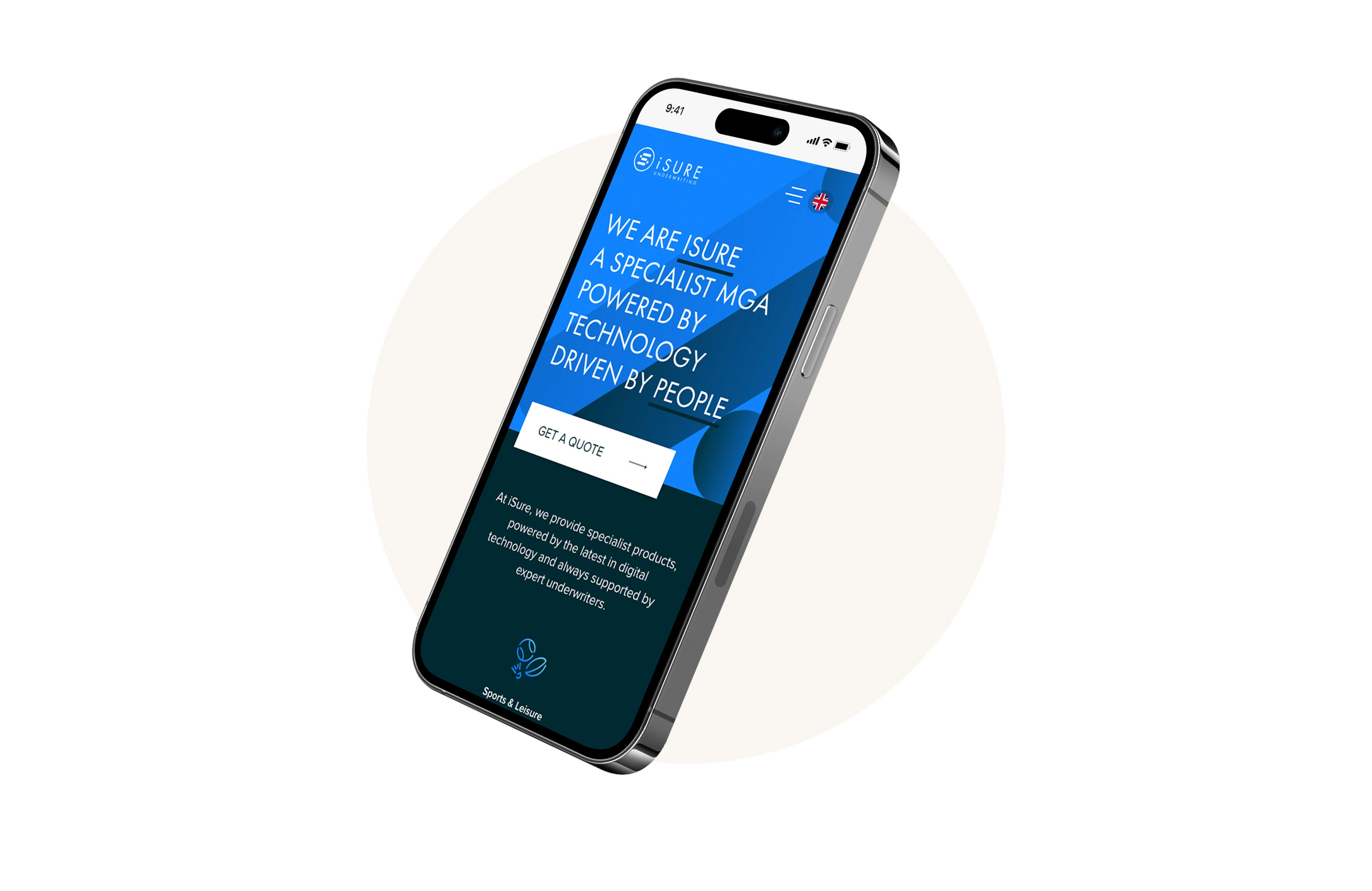 An iphone displaying the homepage of the iSure website