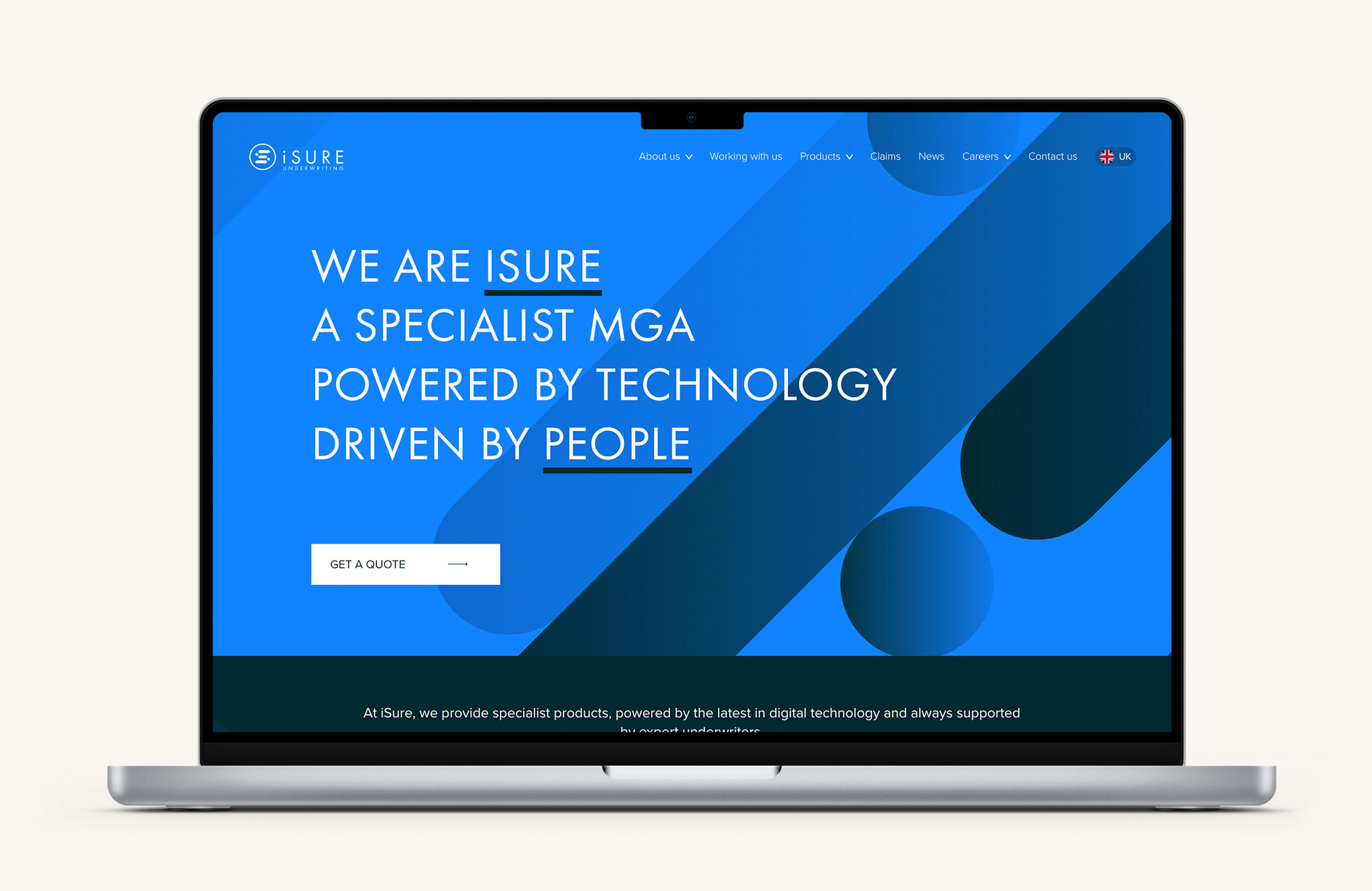 An open laptop computer showing the homepage of the iSure website