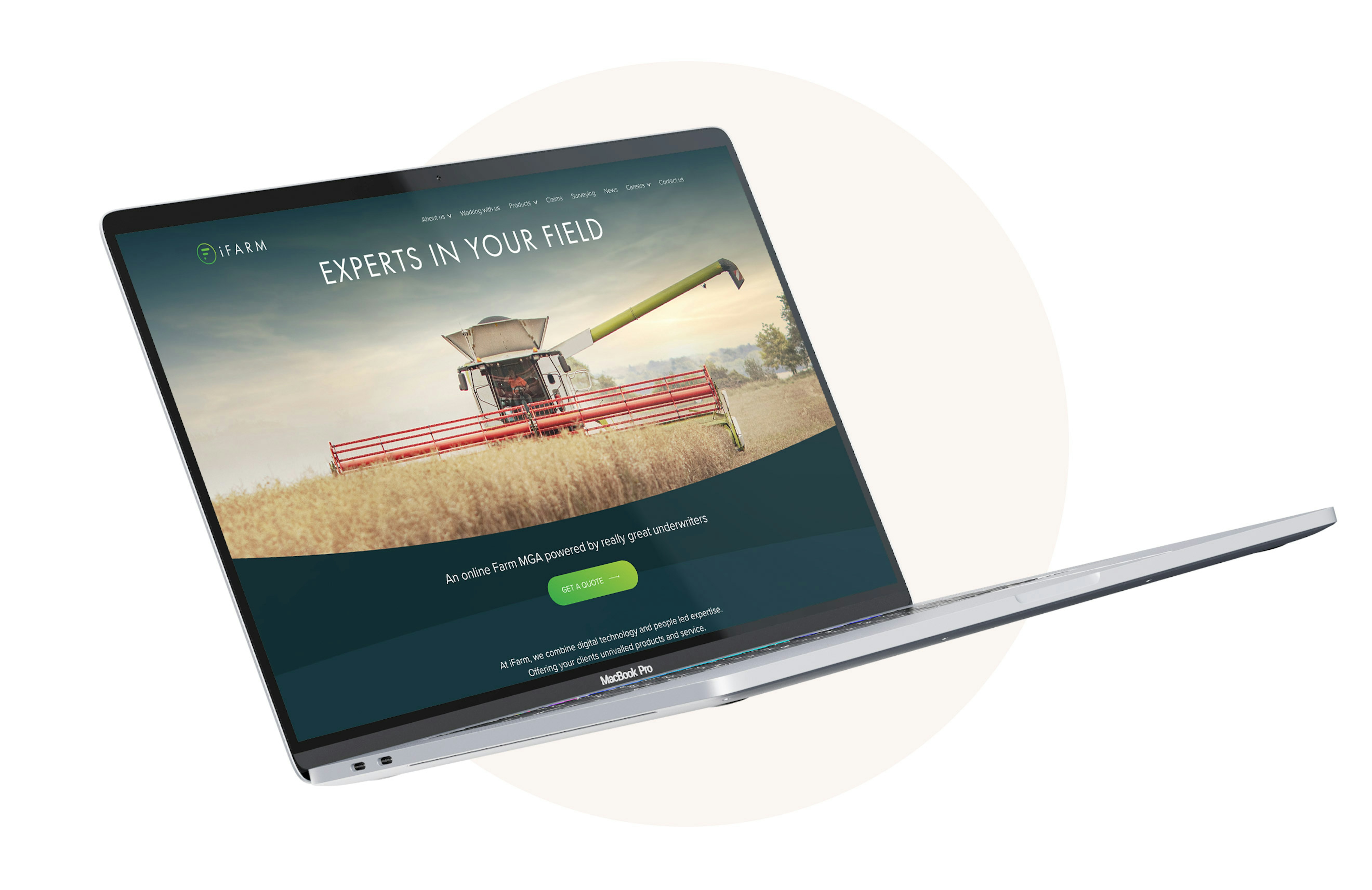 An open laptop displaying the iFarm website homepage