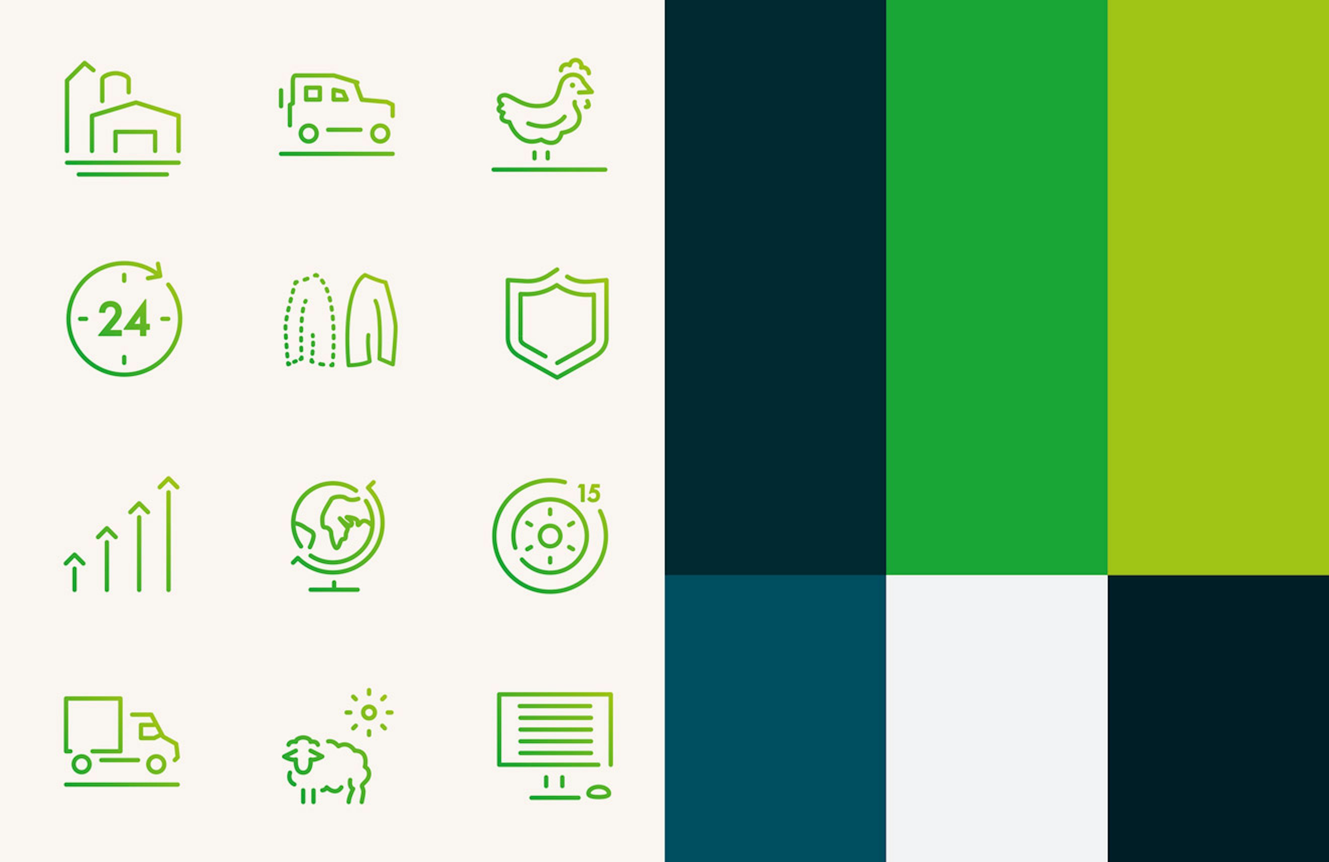 Icons and colour palette for the iFarm visual identity