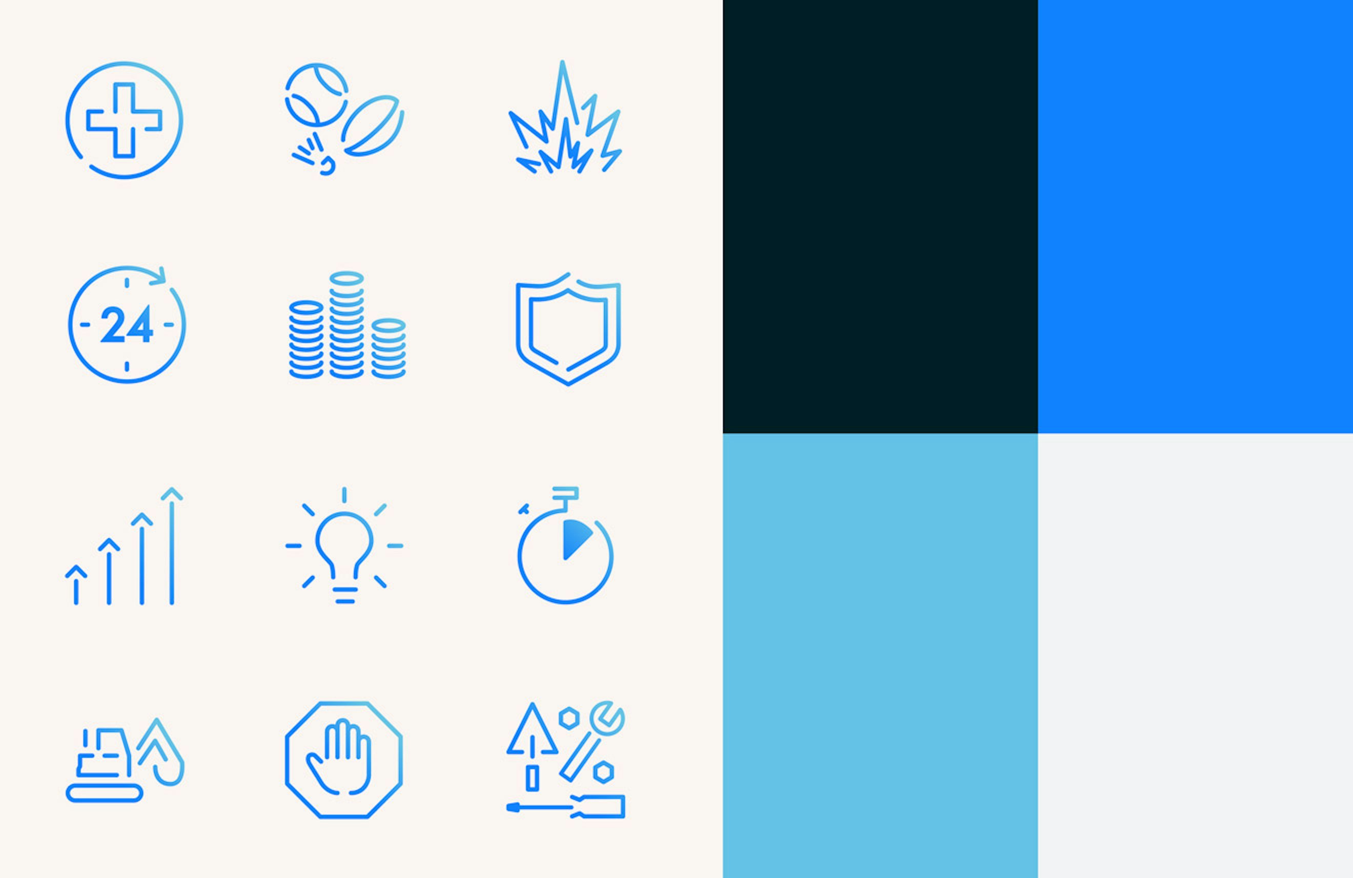 Icons and colour palette for the iSure visual identity