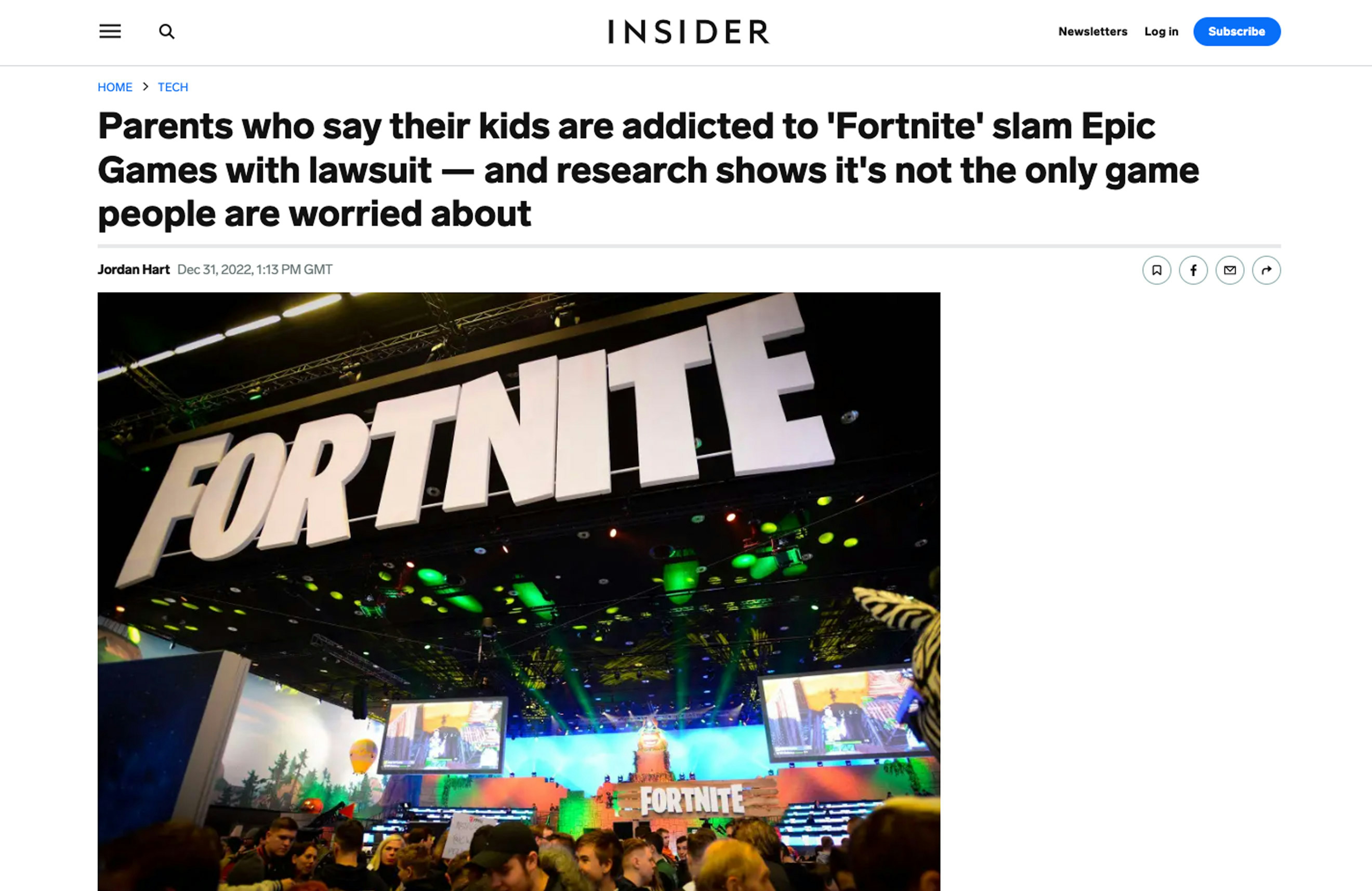 A screenshot of the Business Insider website showing the headline
