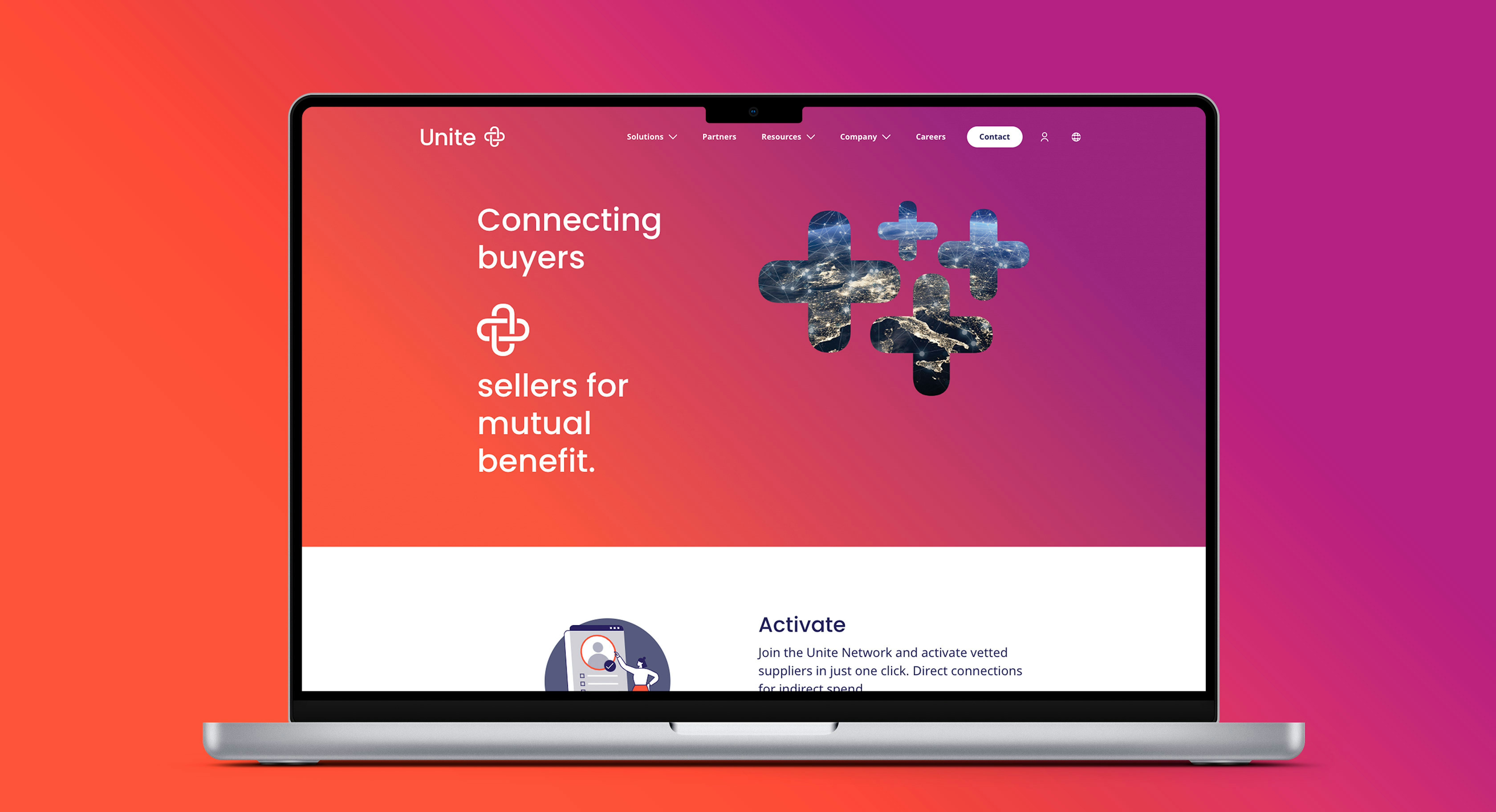 An open laptop computer displaying the homepage of the Unite.eu website