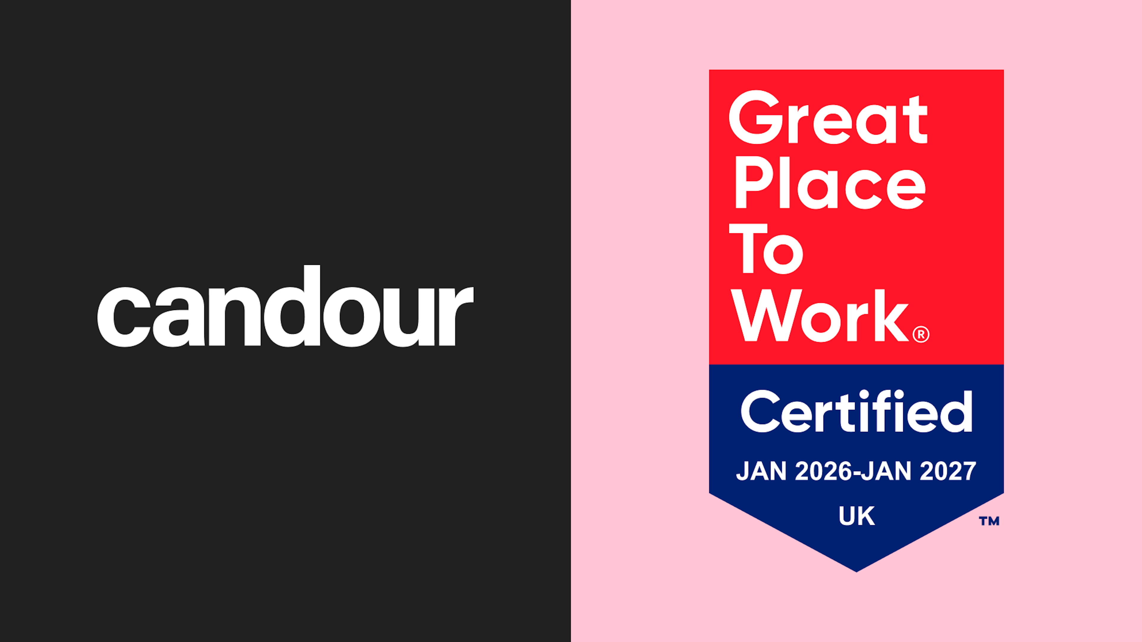 The Candour and Great Place To Work certification badge side by side.