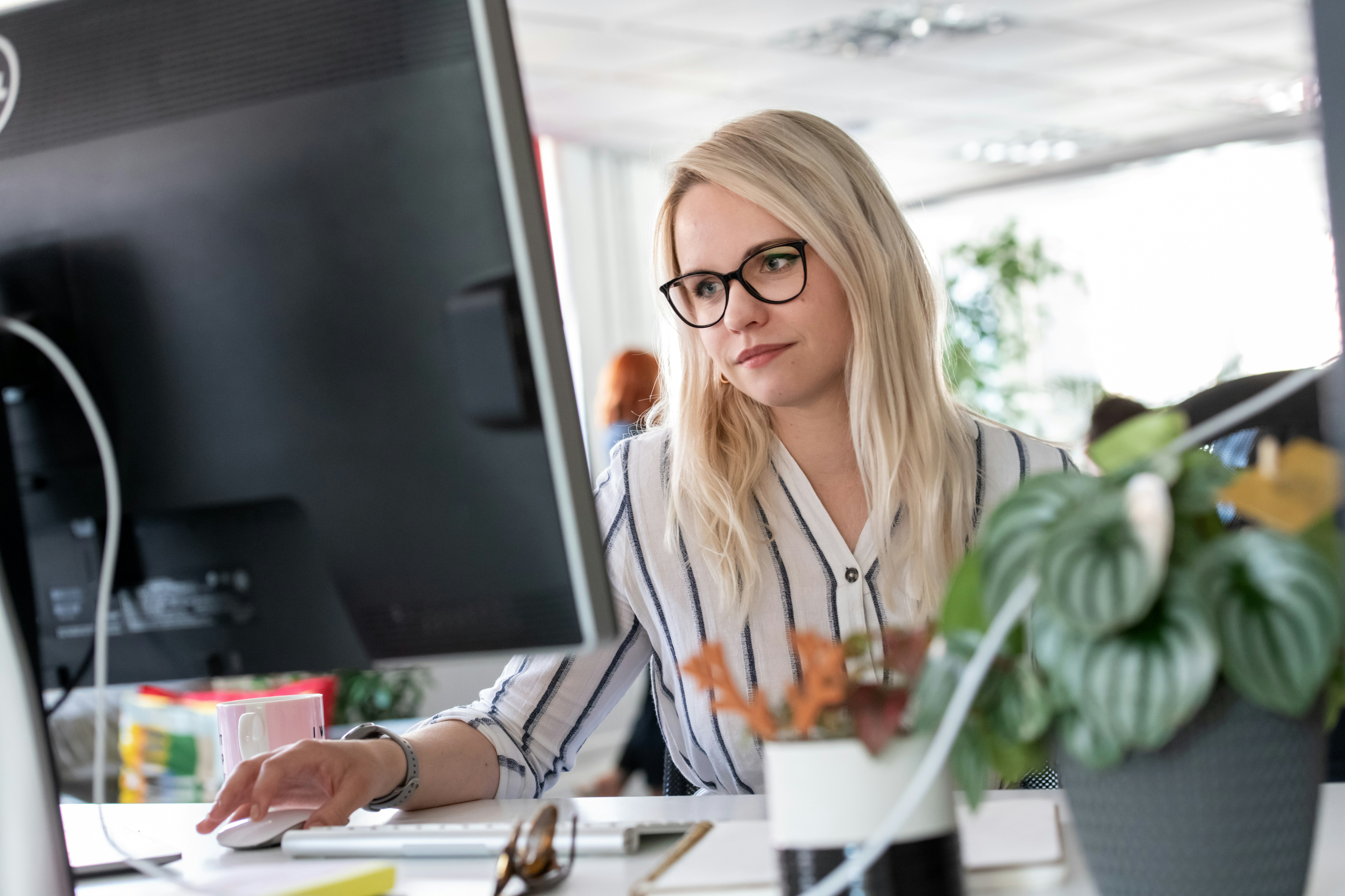 Female developer working at a computer