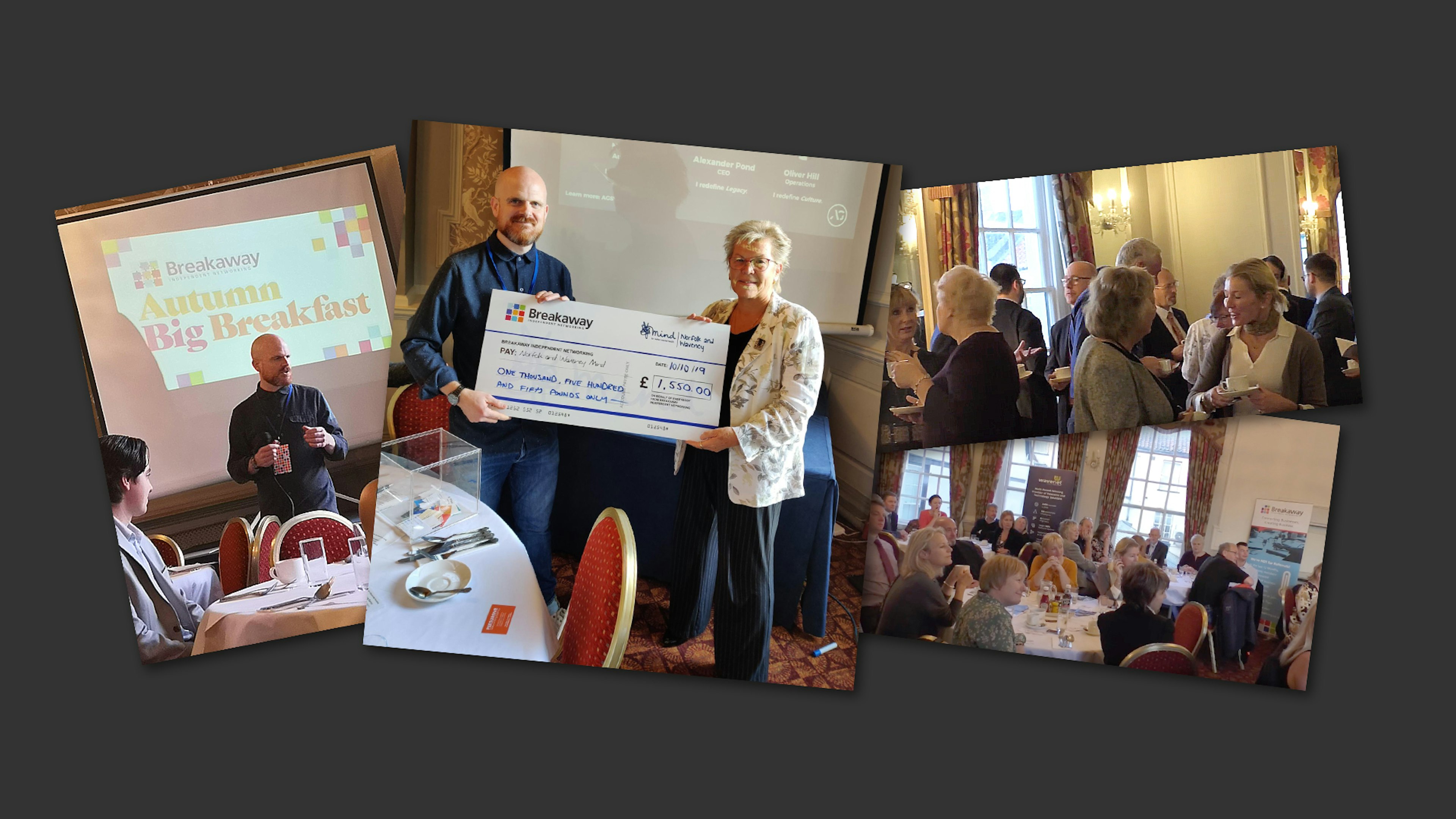 John presents cheque to Mind