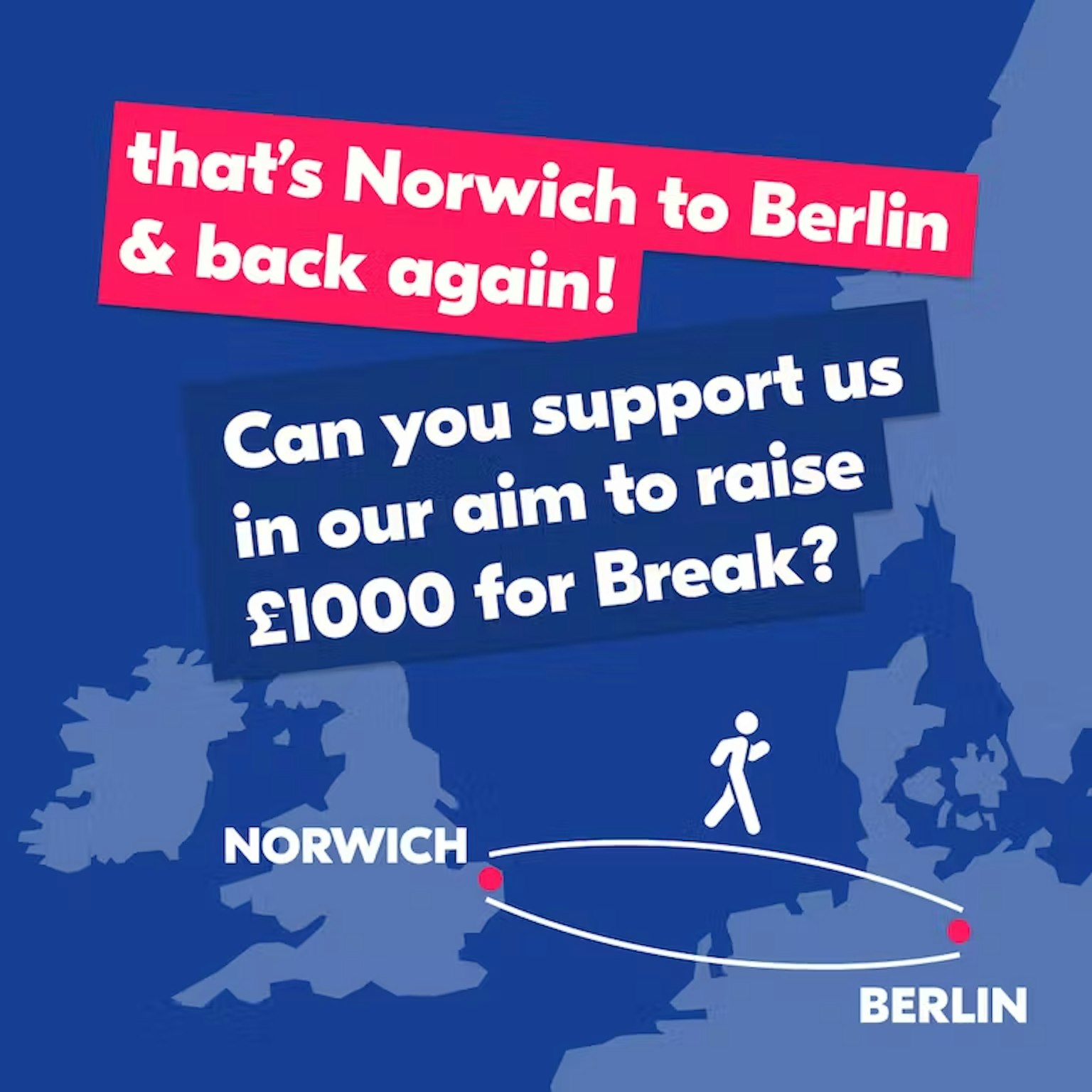 Graphic map displaying Norwich to Berlin