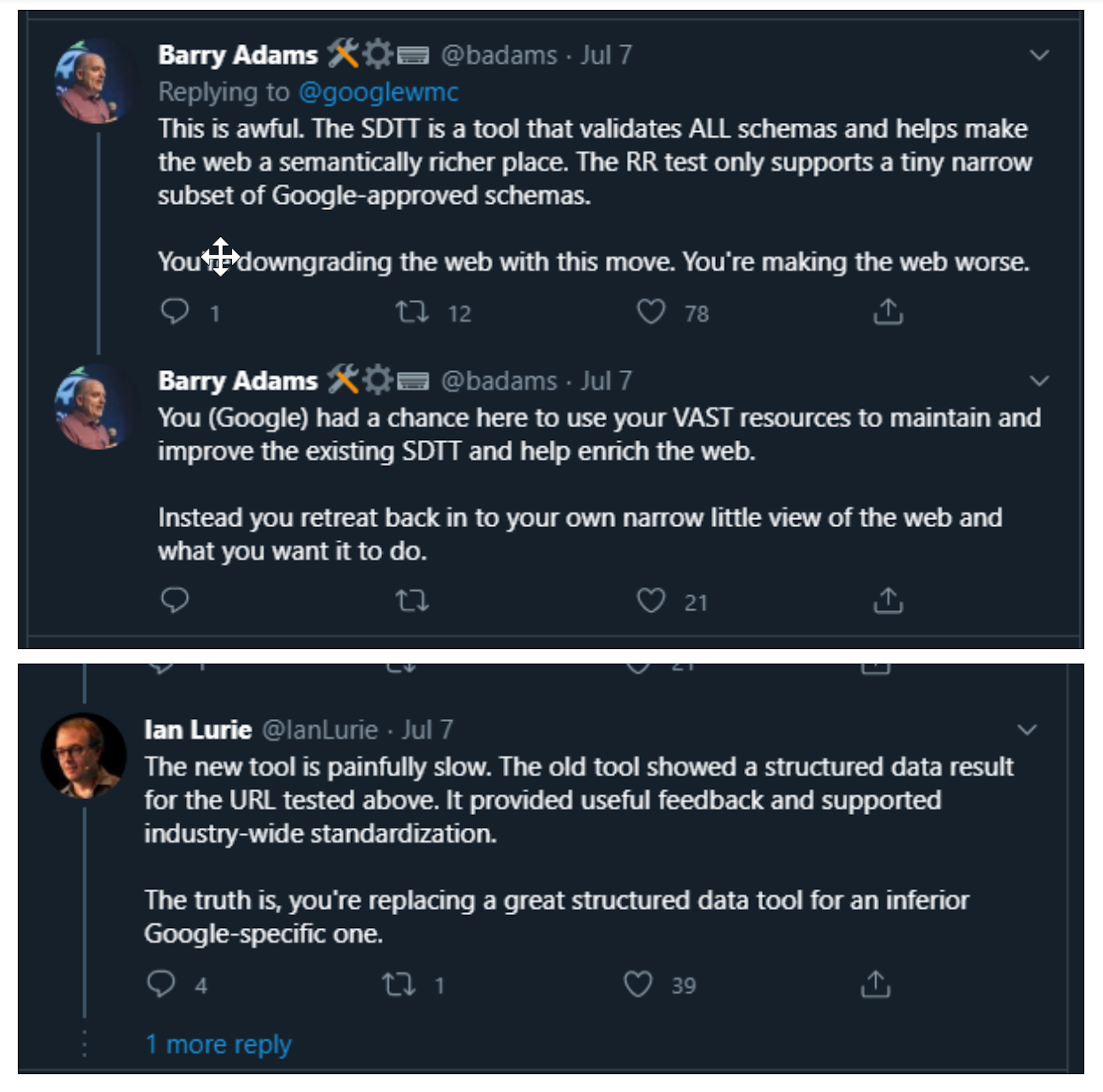 Tweets from Ian Lurie and Barry Adams