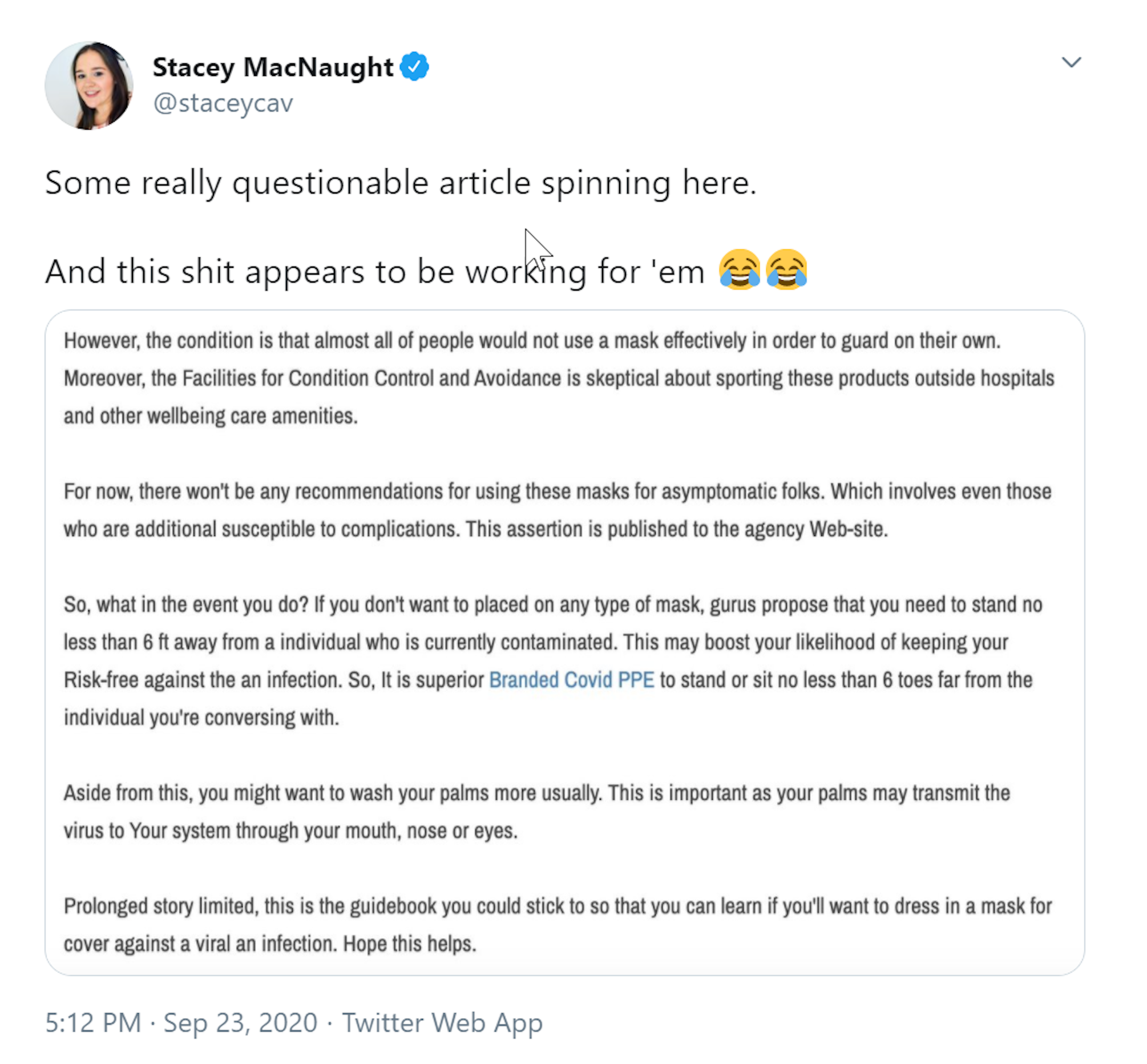 Stacey MacNaught tweet