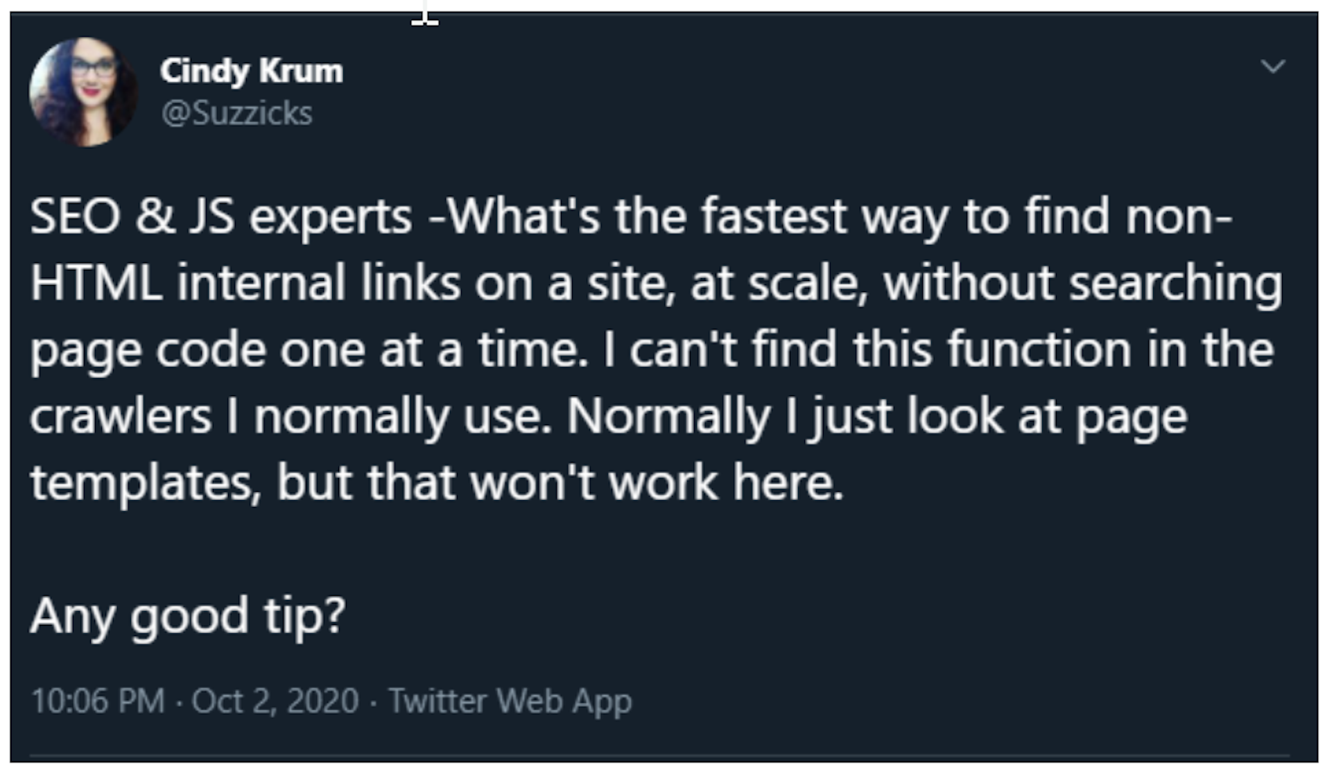 Cindy Krum tweet for SEO experts