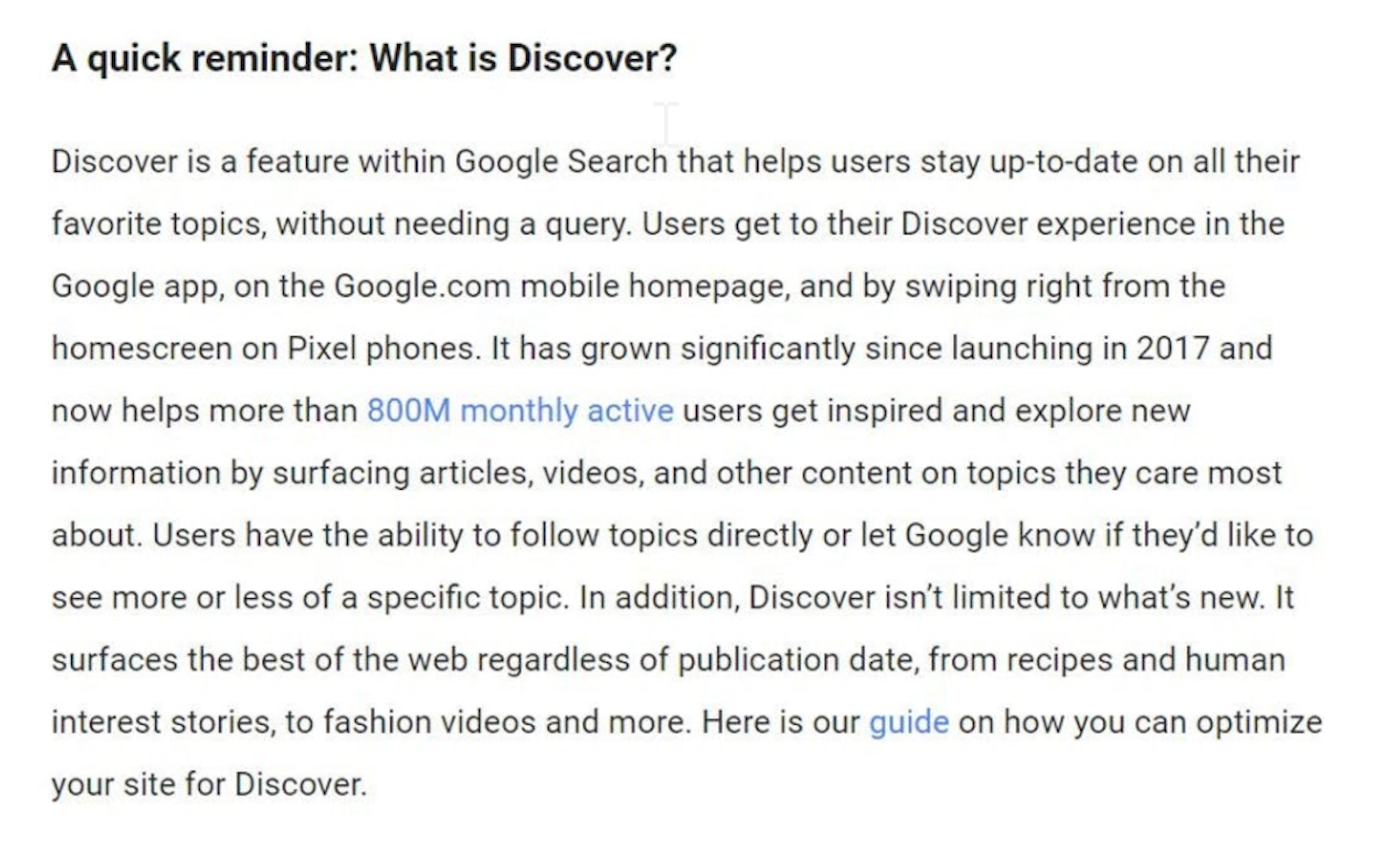 Google Discover recap