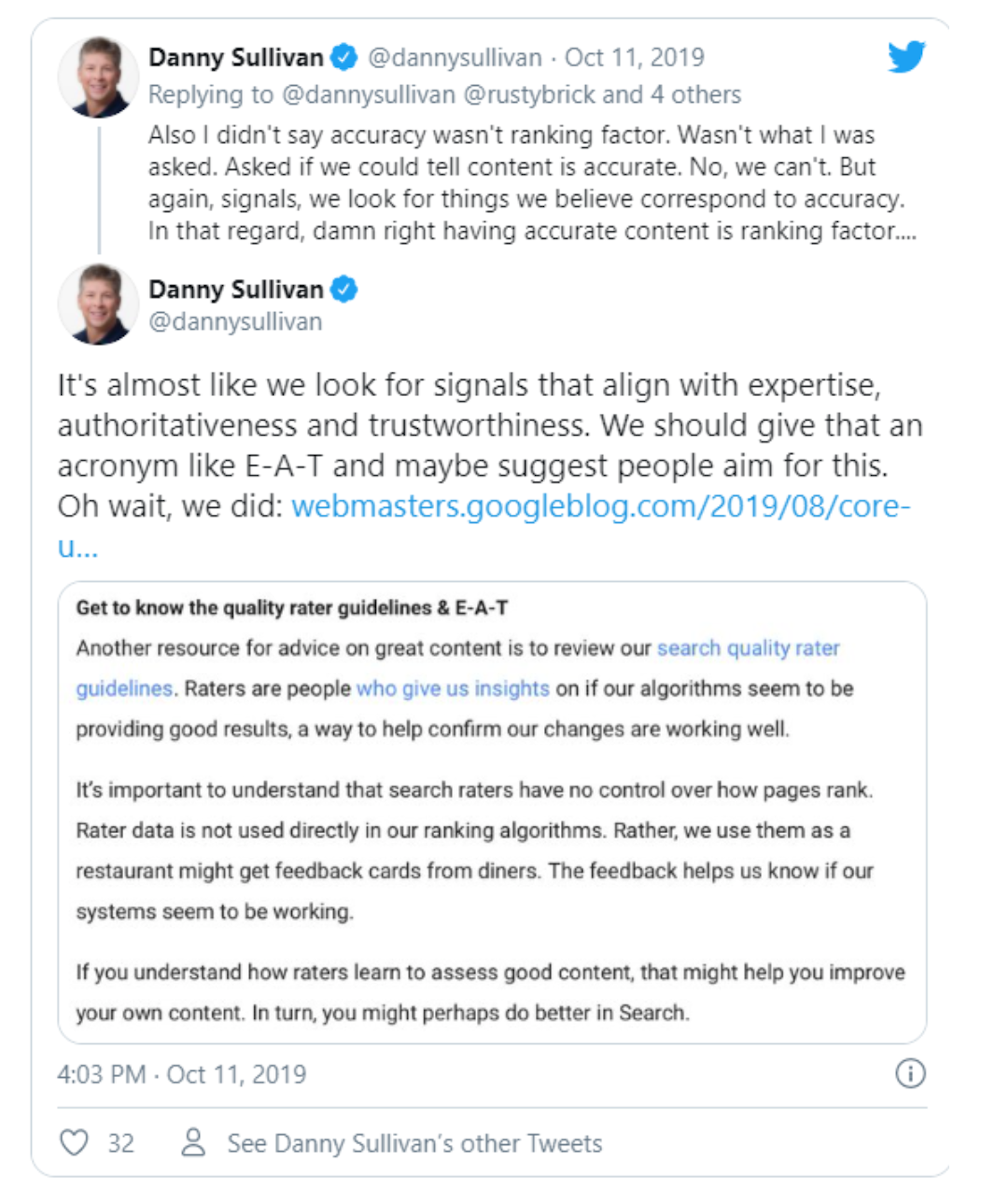 Danny Sullivan tweet, 2020