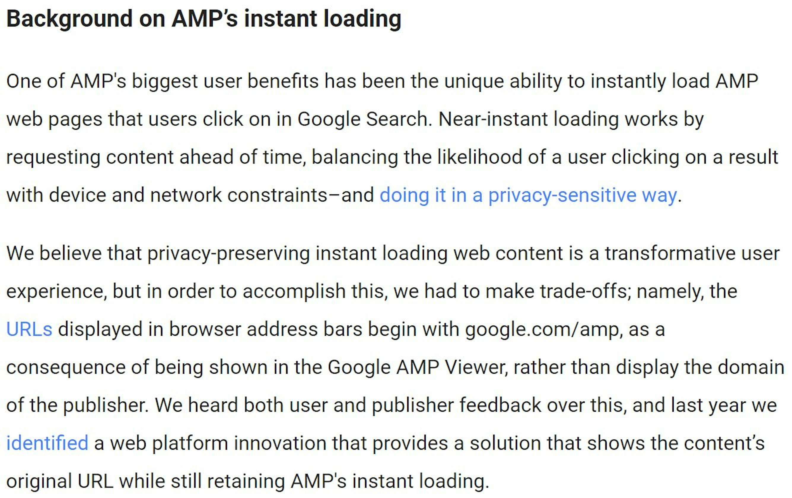 Background on AMP's instant loading