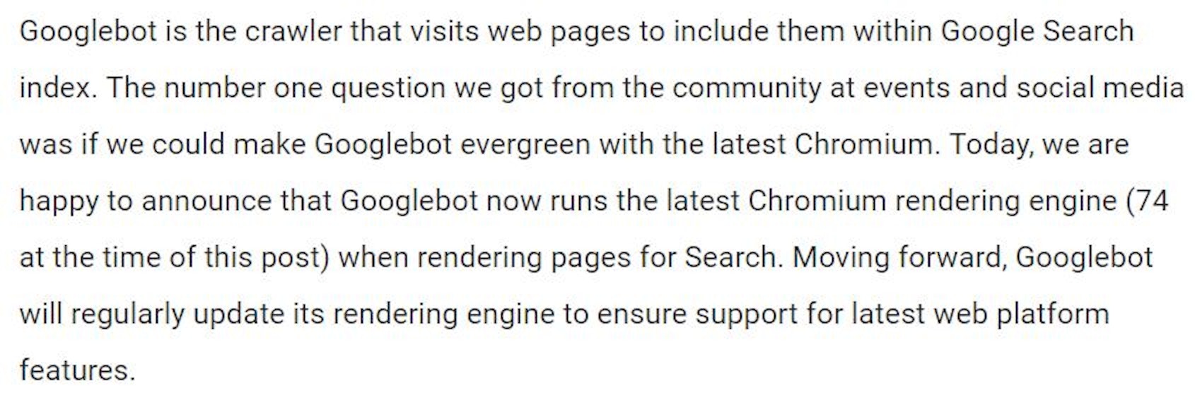 Evergreen Googlebot update