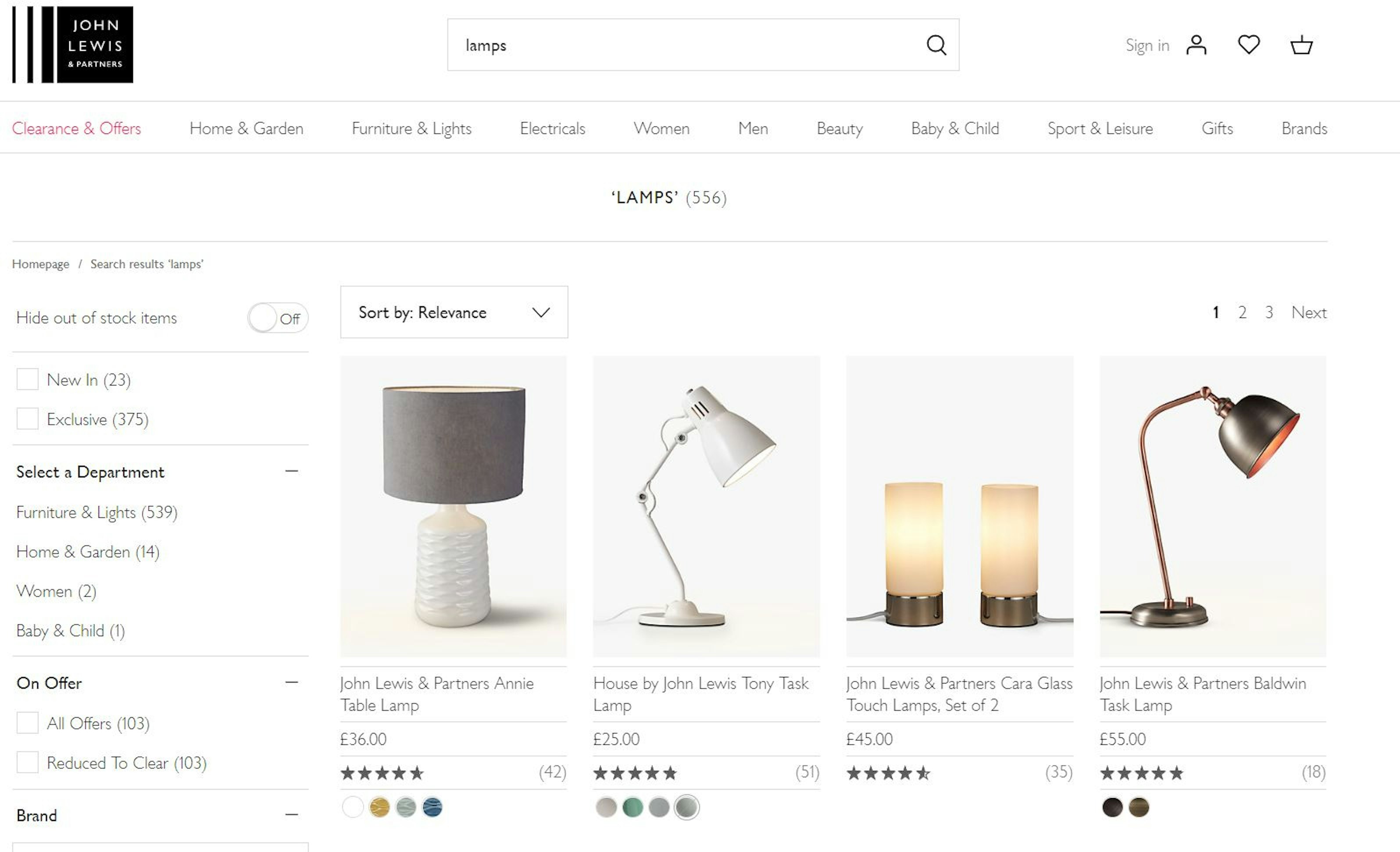 John Lewis Lamps