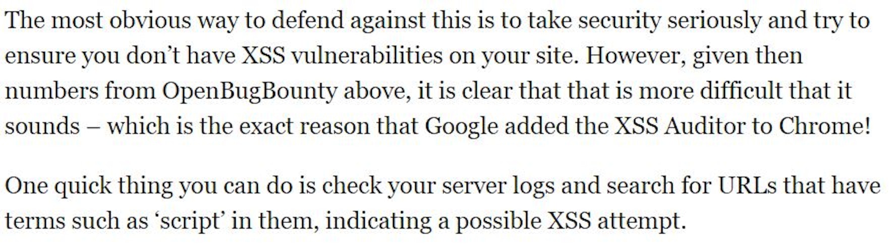 XSS attack defense